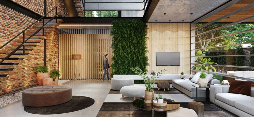 wnętrze loftowe z elementami glamour