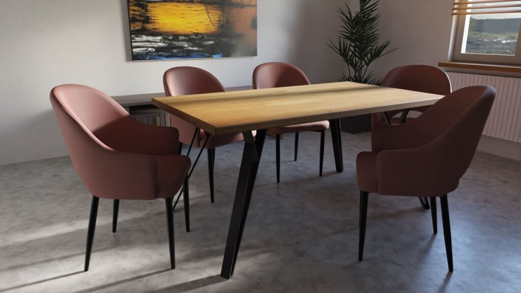 stół dębowy w salonie