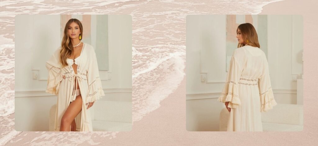 długa narzutka boho na plaże pod sukienkę