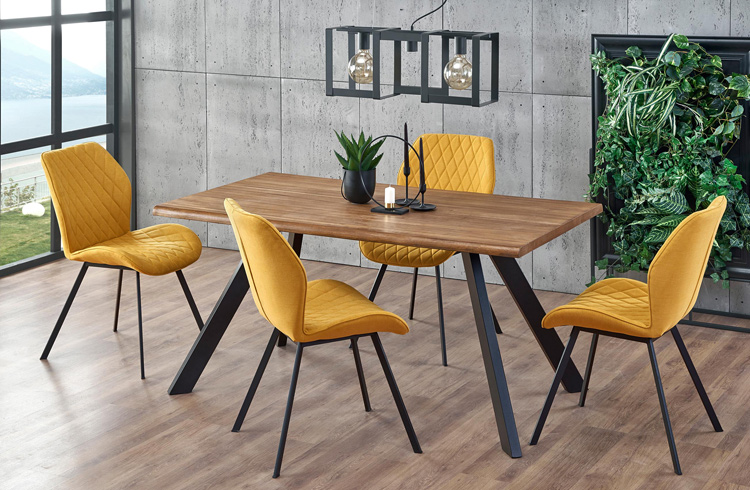 krzesła tapicerowane żółte musztardowe